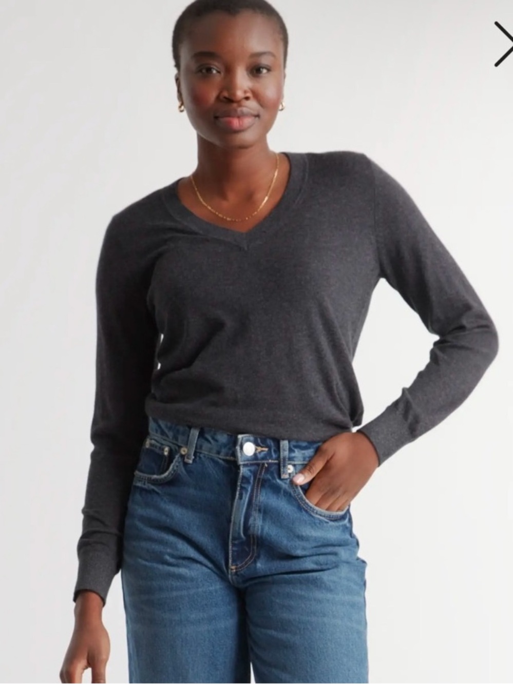 LOFT Ann Taylor XSP Charcoal V-Neck Sweater